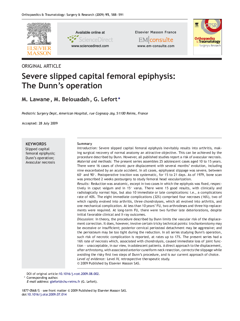 Severe slipped capital femoral epiphysis: The Dunn's operation