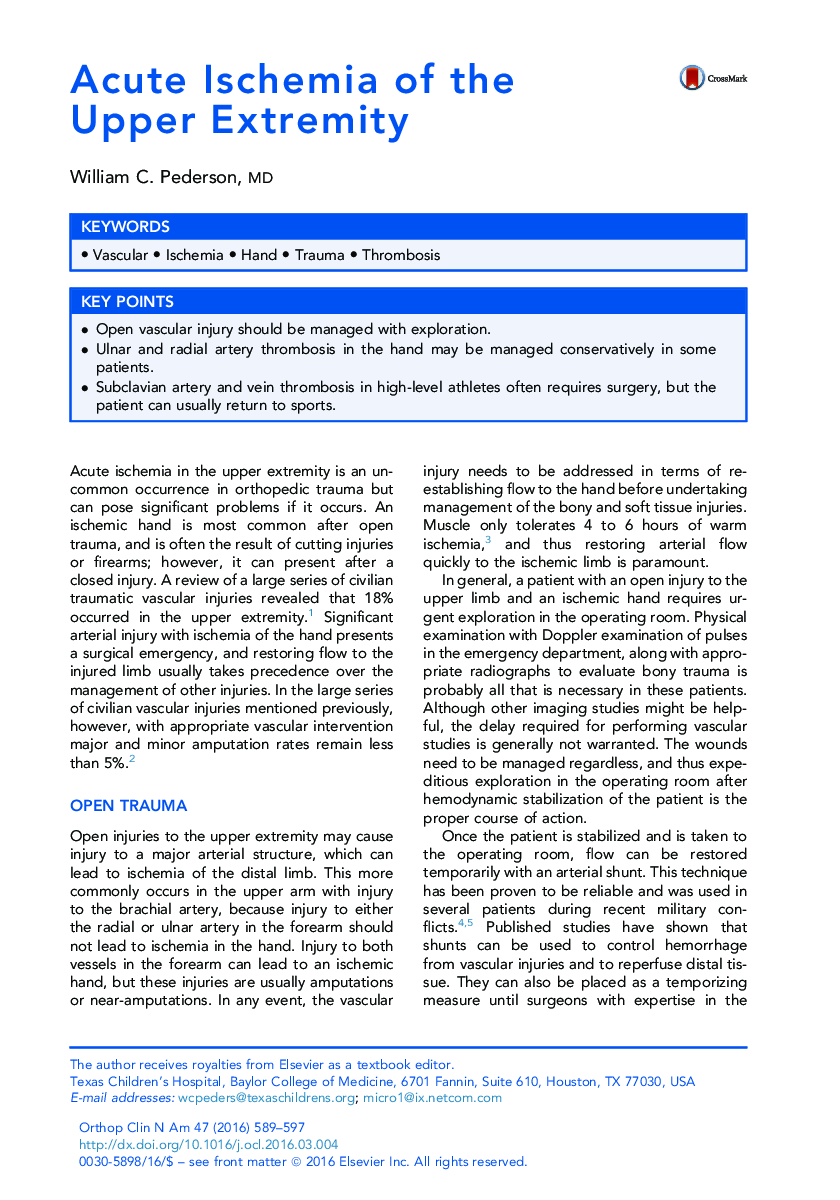 Acute Ischemia of the Upper Extremity