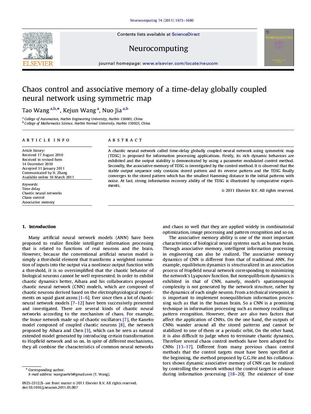 Chaos control and associative memory of a time-delay globally coupled neural network using symmetric map