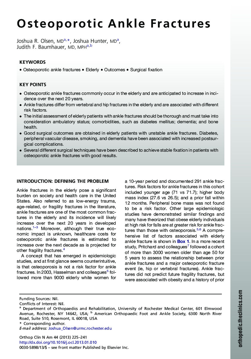 Osteoporotic Ankle Fractures