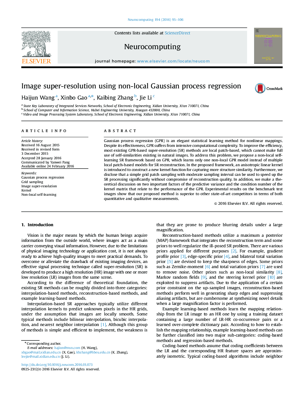 Image super-resolution using non-local Gaussian process regression