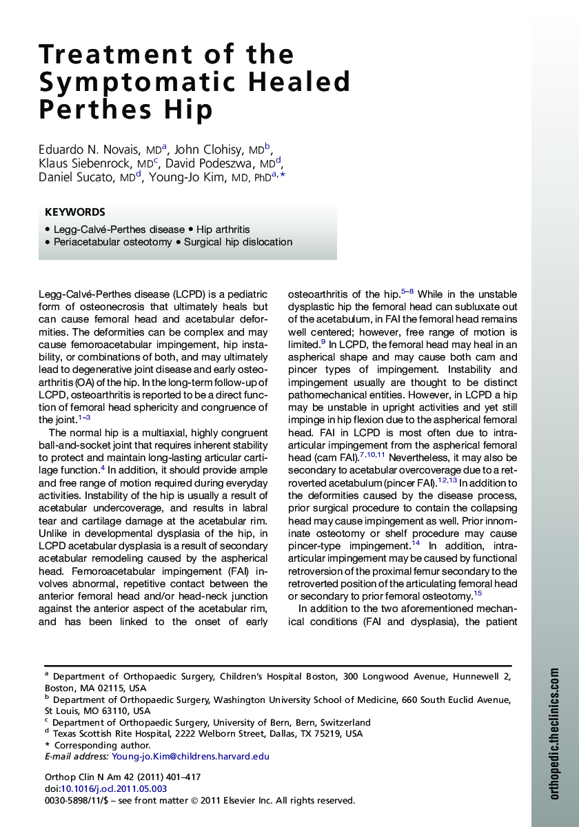 Treatment of the Symptomatic Healed Perthes Hip