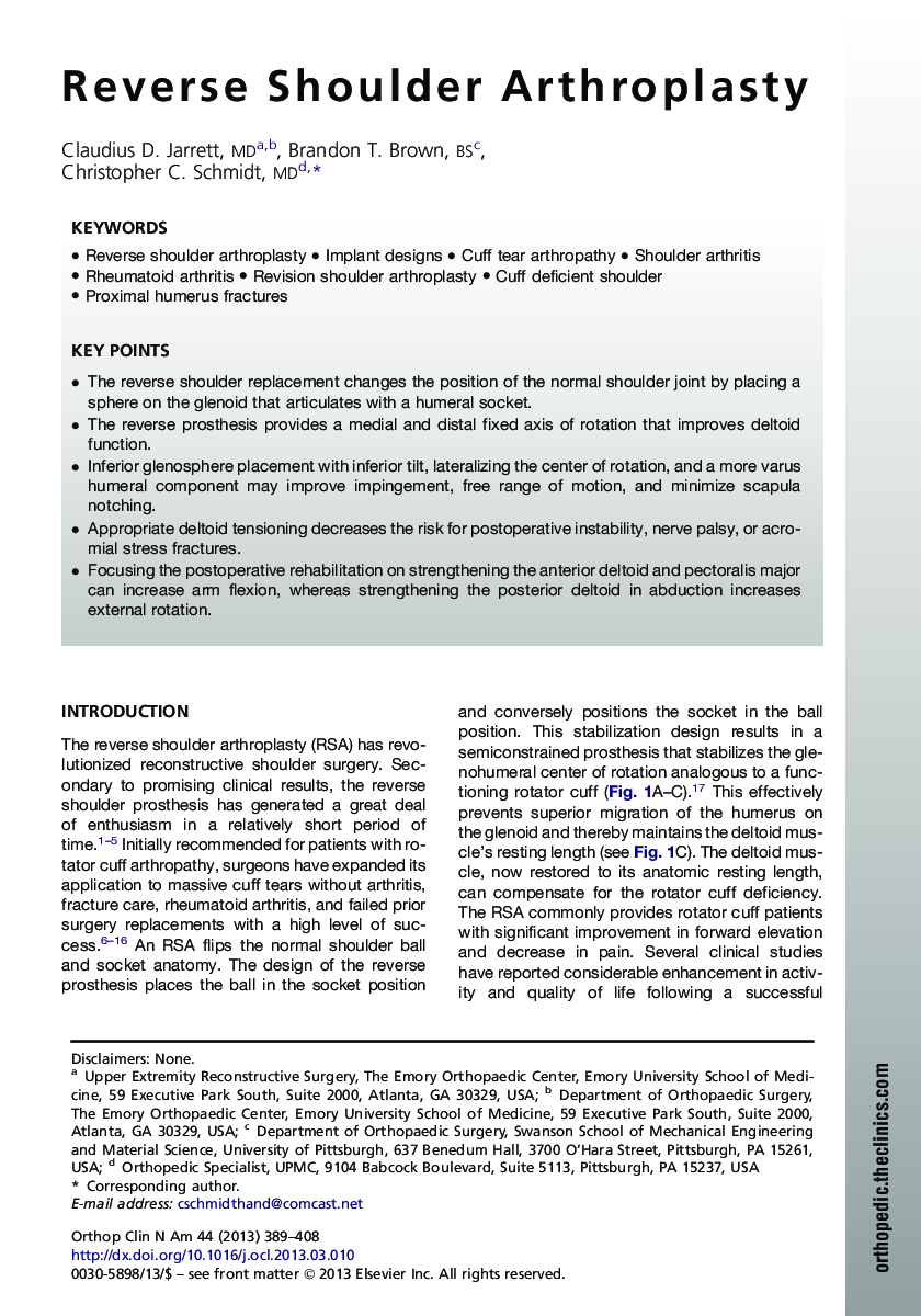 Reverse Shoulder Arthroplasty