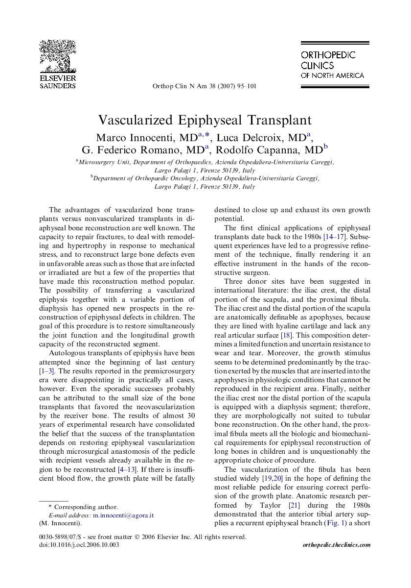 Vascularized Epiphyseal Transplant