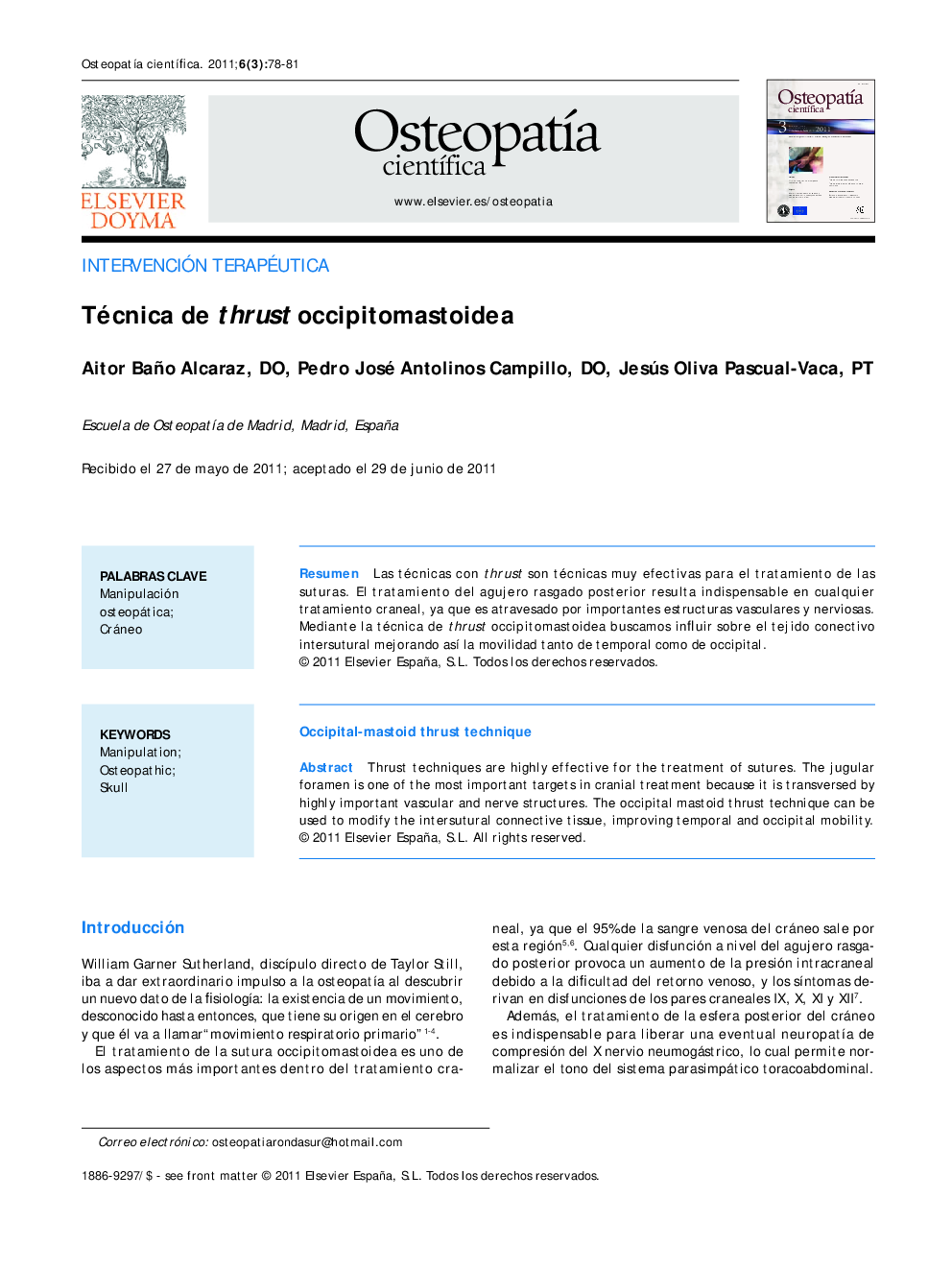 Técnica de thrust occipitomastoidea