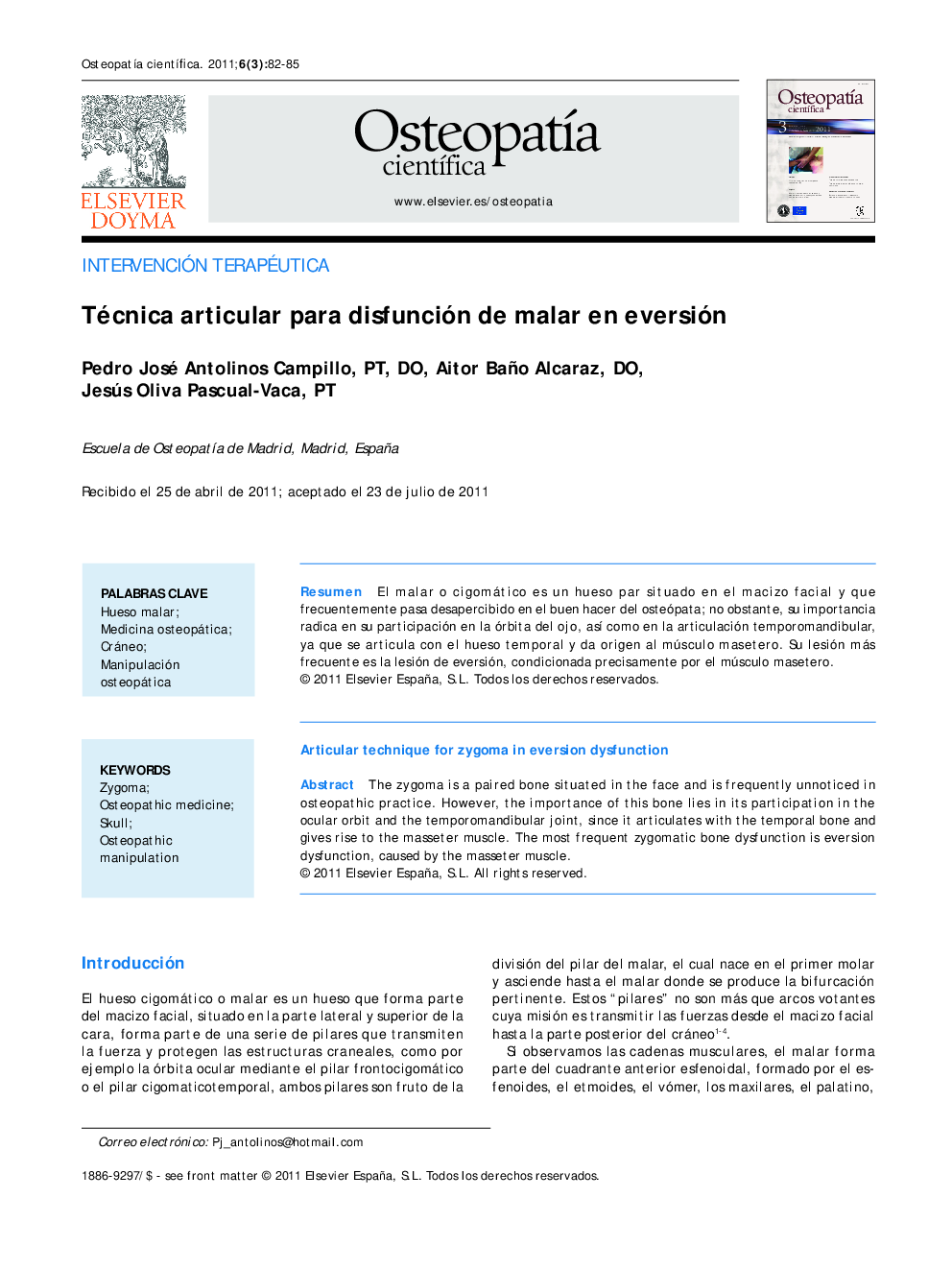 Técnica articular para disfunción de malar en eversión