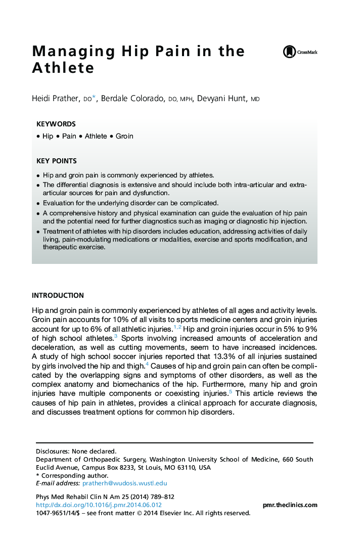 Managing Hip Pain in the Athlete