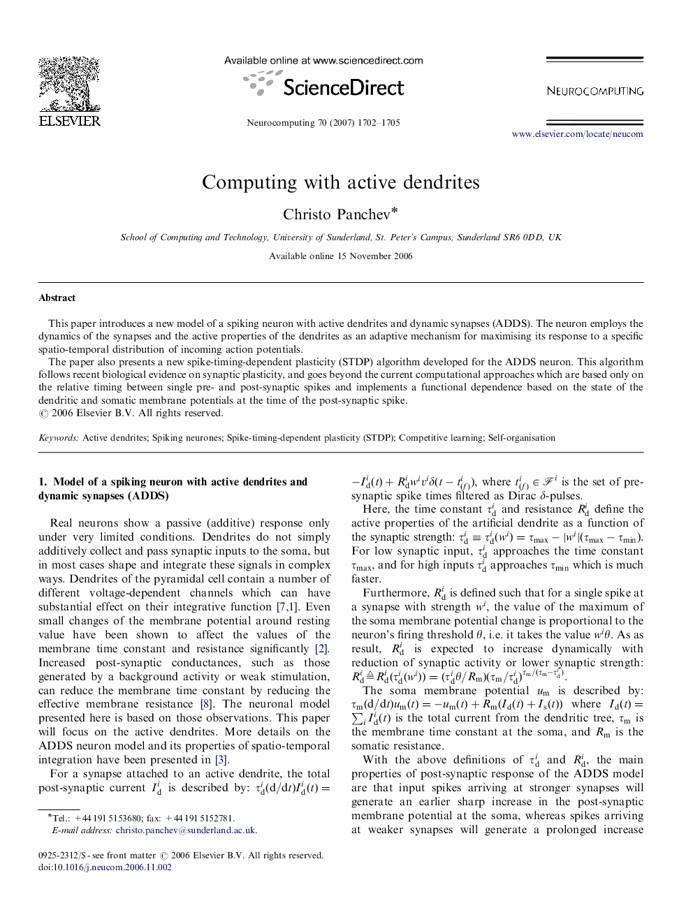 Computing with active dendrites