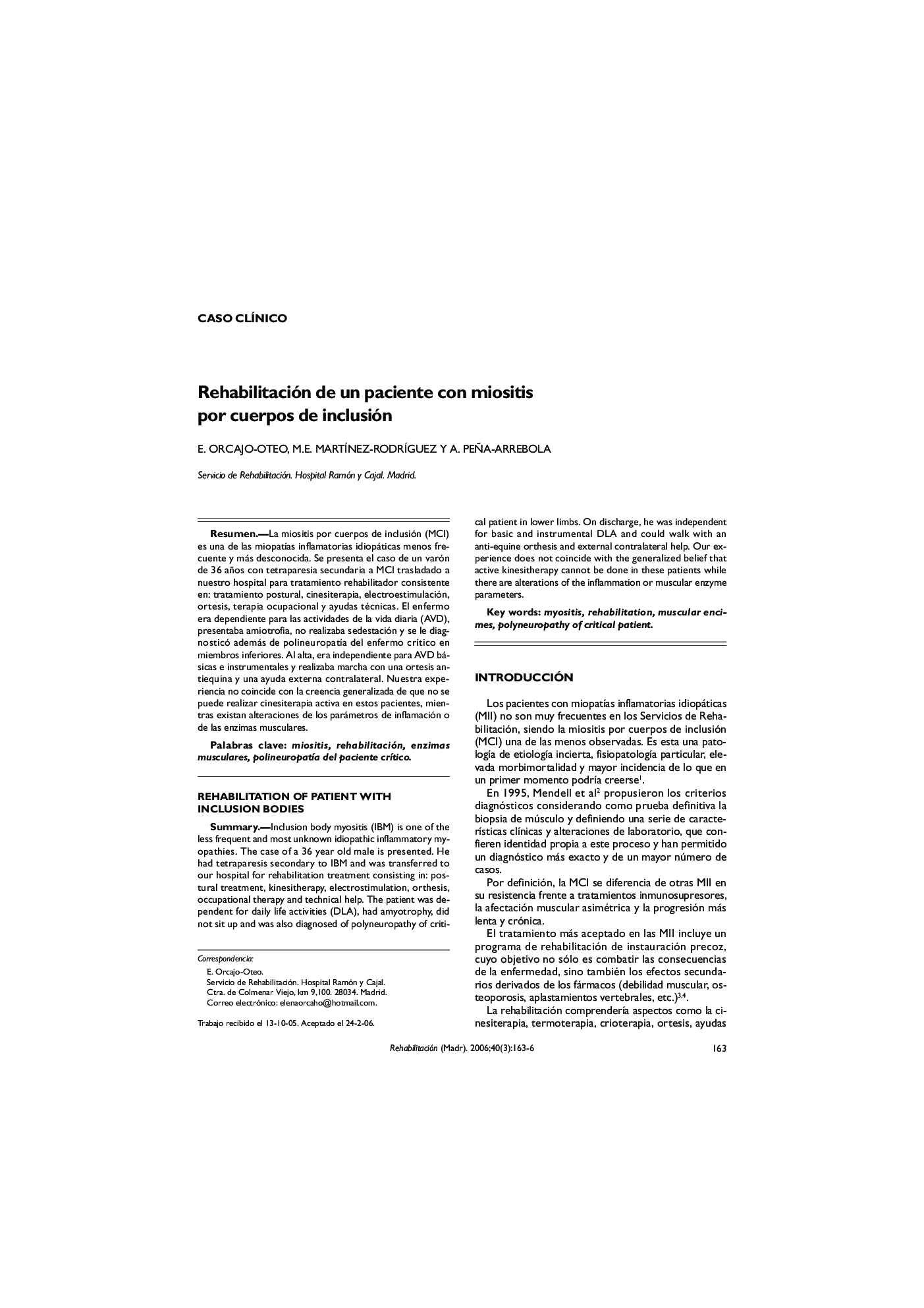 Rehabilitación de un paciente con miositis por cuerpos de inclusión