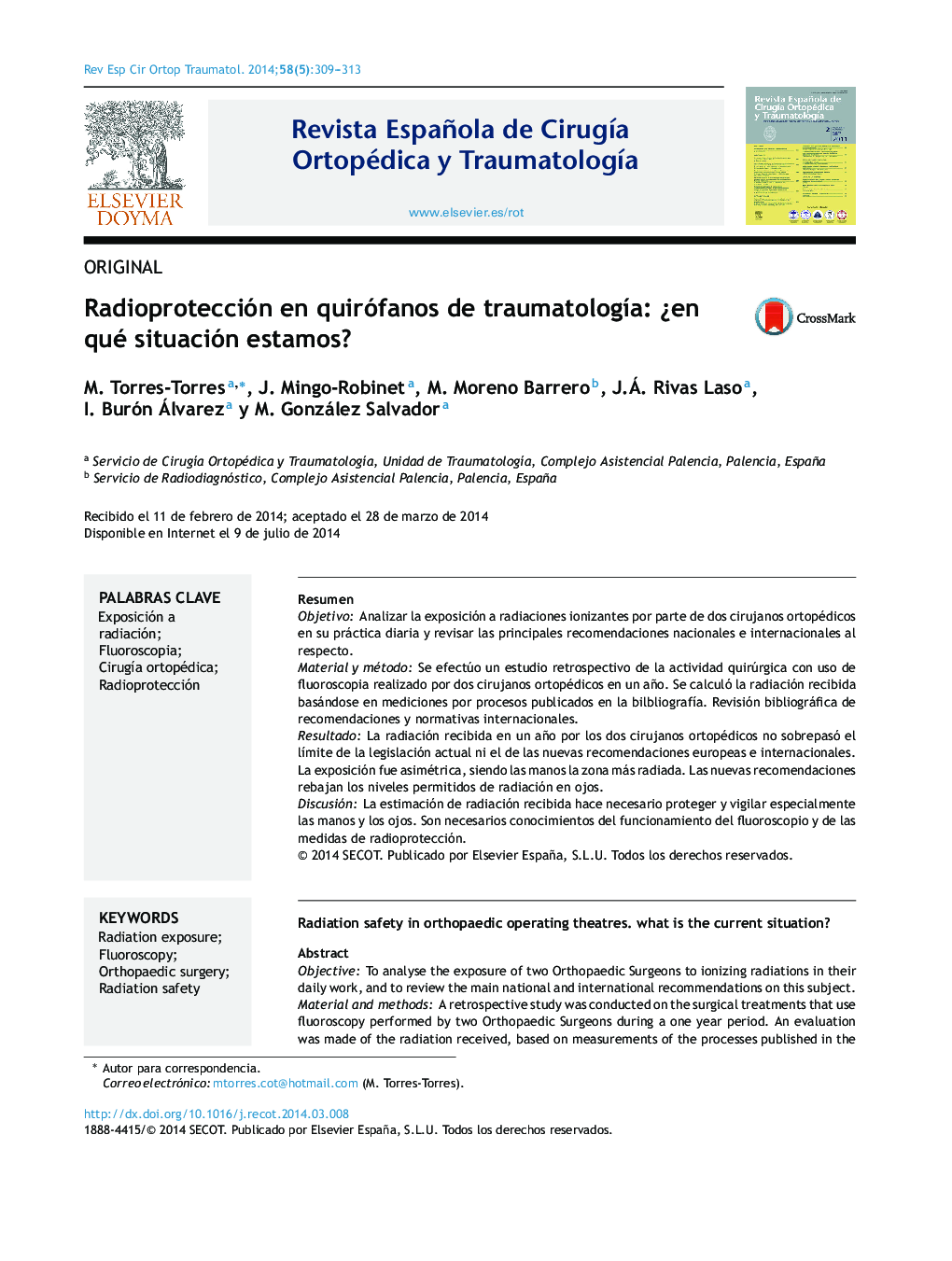 Radioprotección en quirófanos de traumatología: ¿en qué situación estamos?