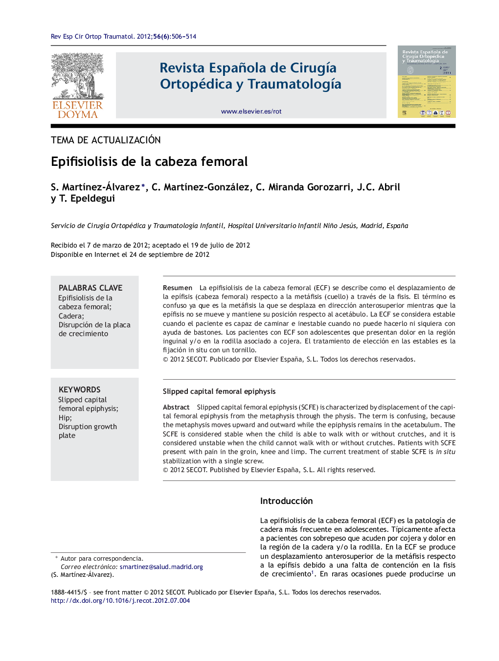 Epifisiolisis de la cabeza femoral