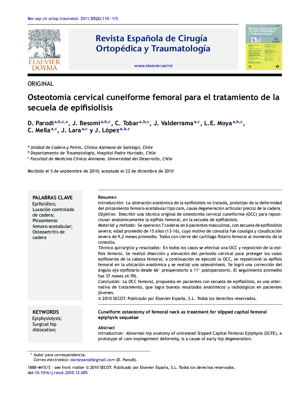 Osteotomía cervical cuneiforme femoral para el tratamiento de la secuela de epifisiolisis