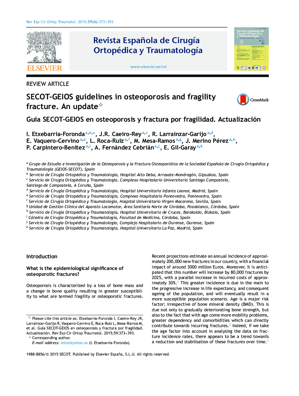 SECOT-GEIOS guidelines in osteoporosis and fragility fracture. An update
