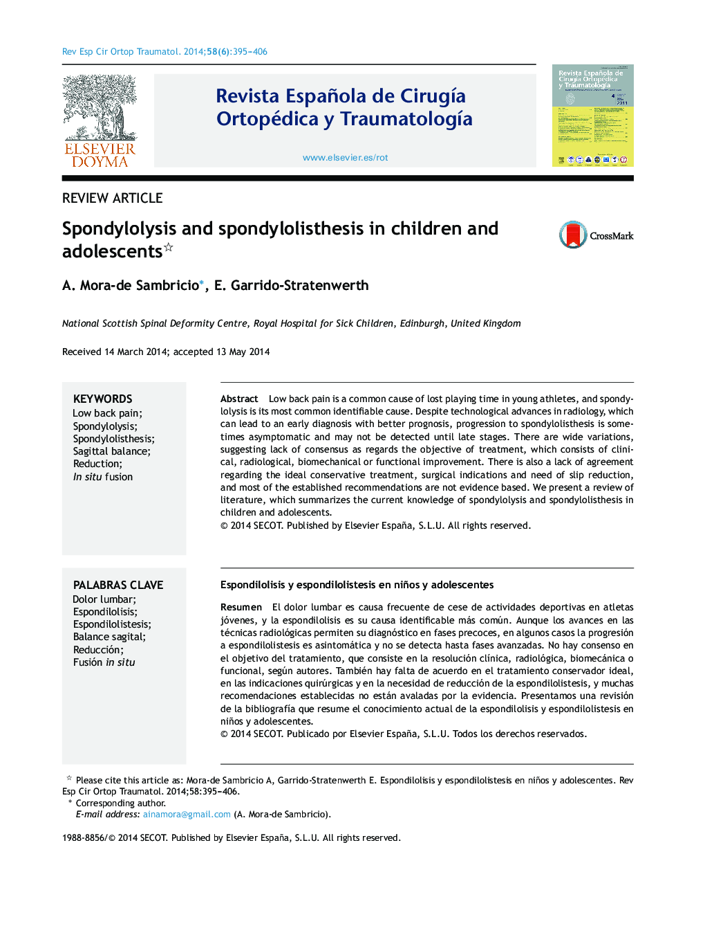 Spondylolysis and spondylolisthesis in children and adolescents 