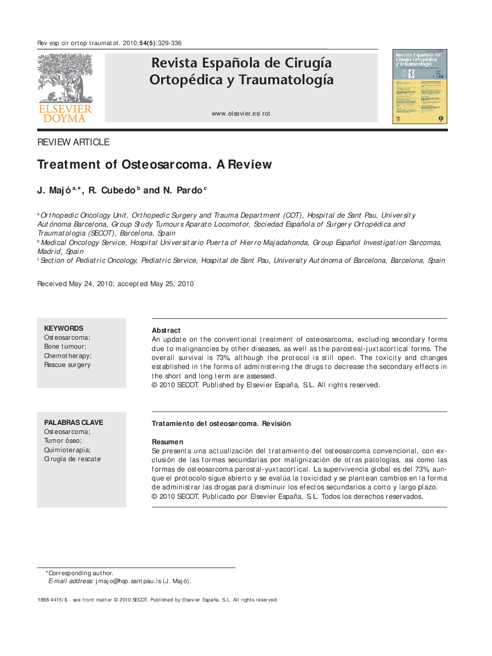 Treatment of Osteosarcoma. A Review