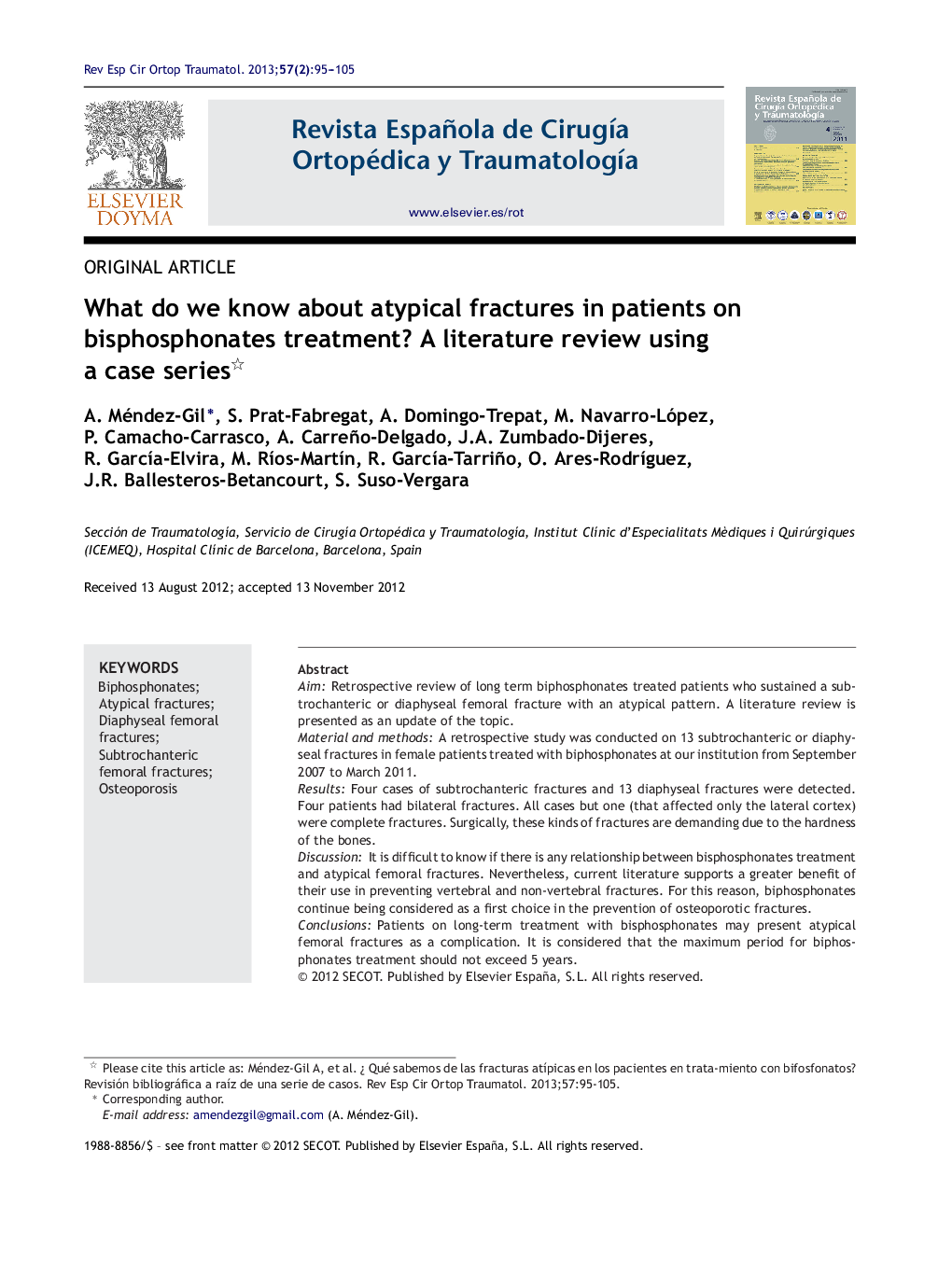 What do we know about atypical fractures in patients on bisphosphonates treatment? A literature review using a case series 