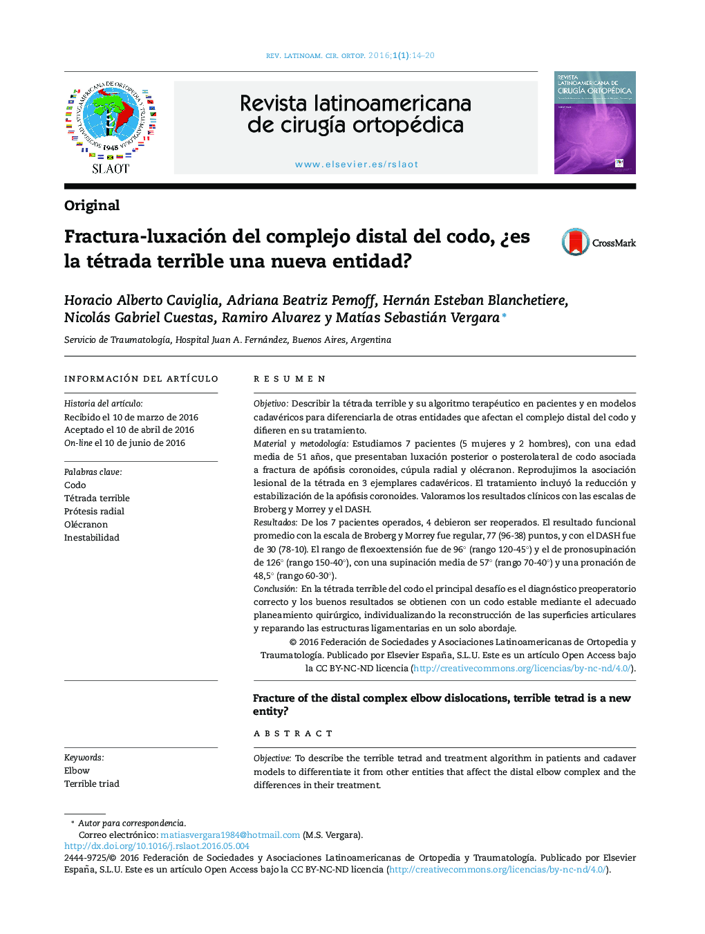 Fractura-luxación del complejo distal del codo, ¿es la tétrada terrible una nueva entidad?