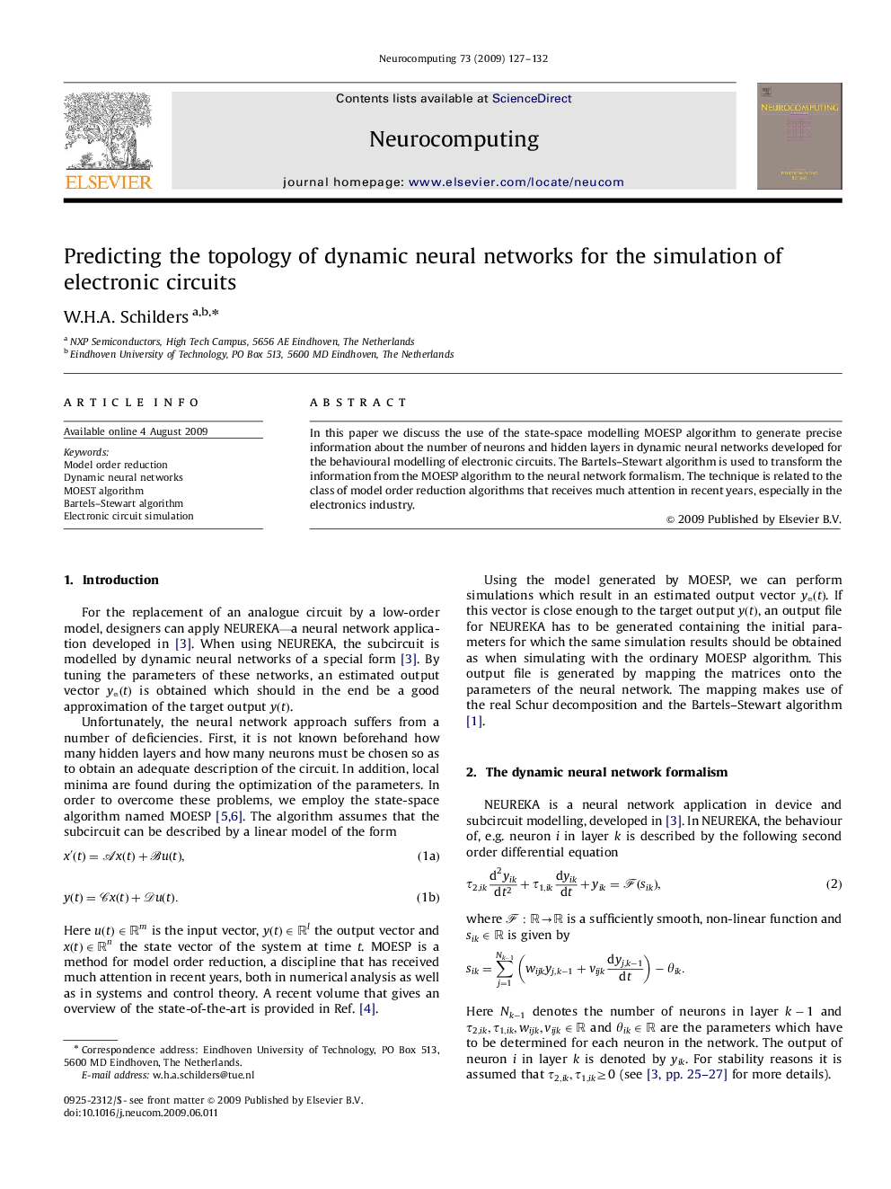 Predicting the topology of dynamic neural networks for the simulation of electronic circuits