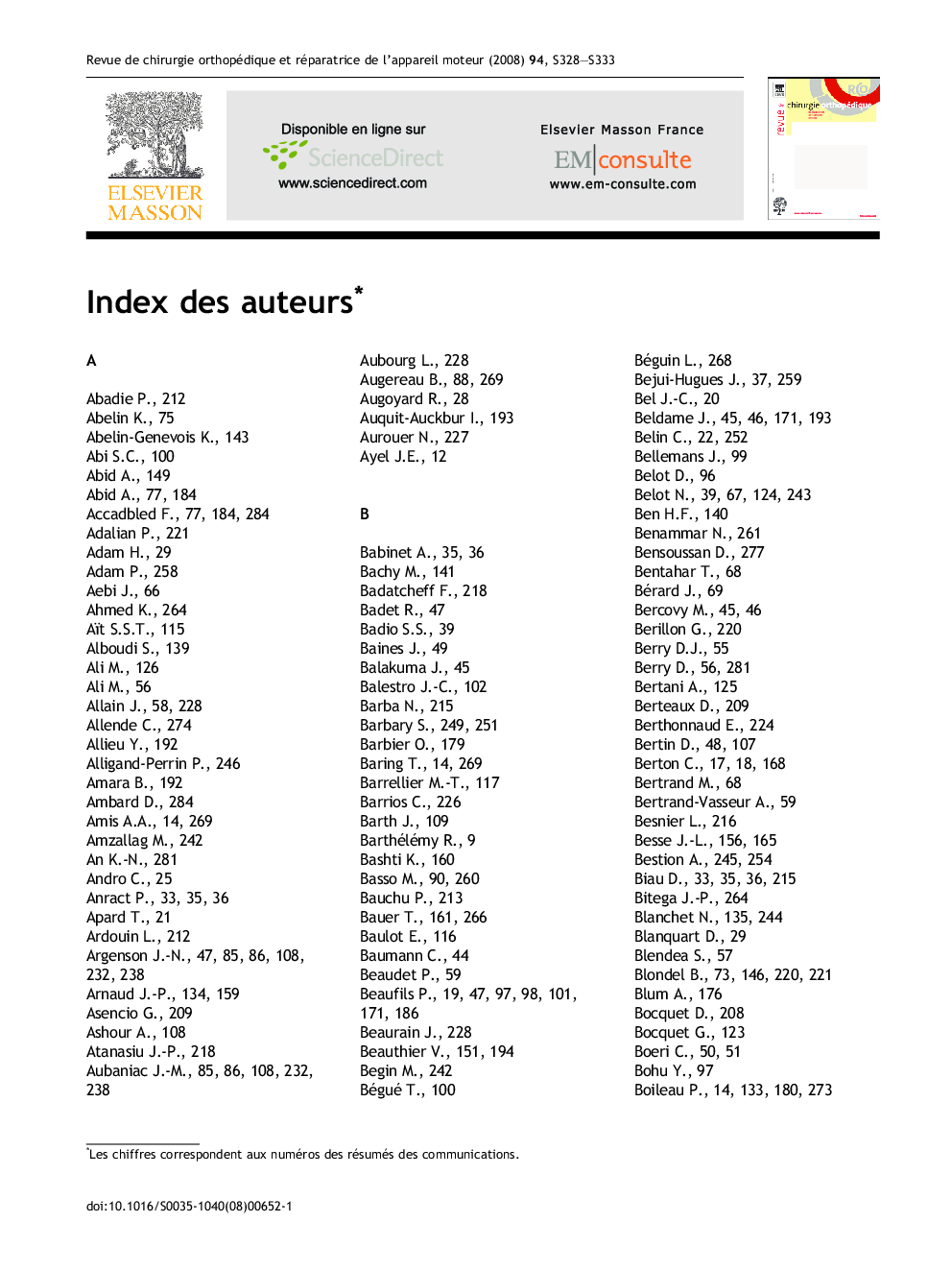 Index des auteurs