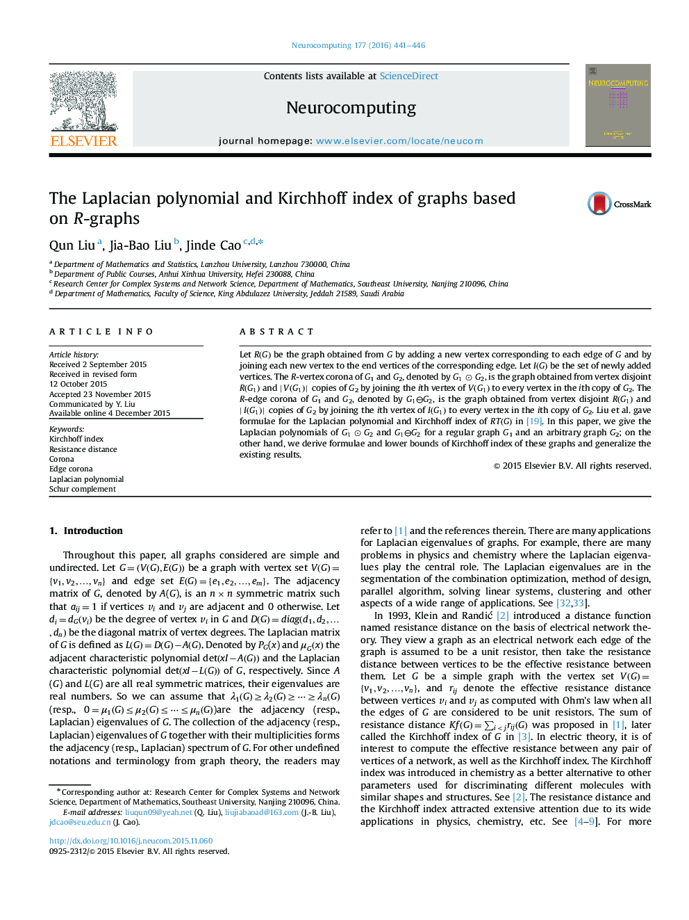 The Laplacian polynomial and Kirchhoff index of graphs based on R-graphs