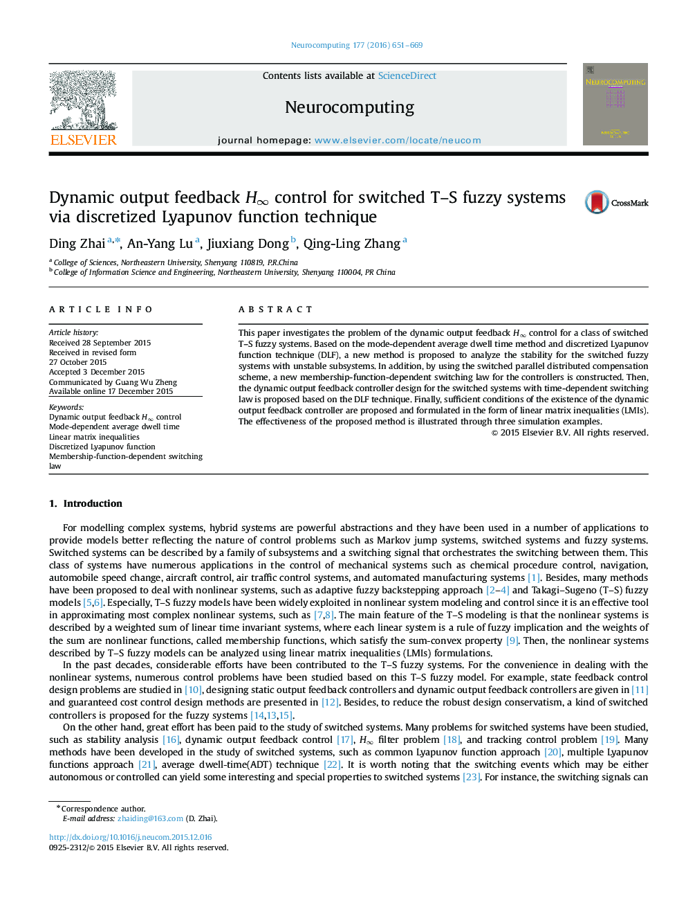 Dynamic output feedback H∞ control for switched T–S fuzzy systems via discretized Lyapunov function technique