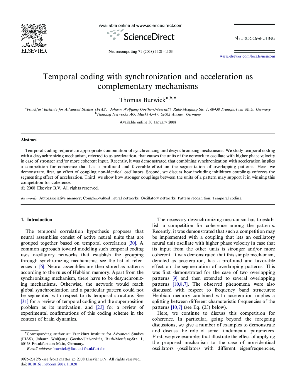 Temporal coding with synchronization and acceleration as complementary mechanisms