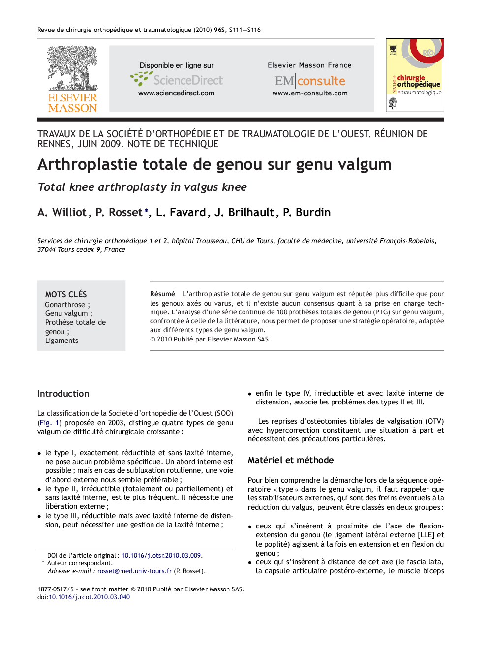 Arthroplastie totale de genou sur genu valgum