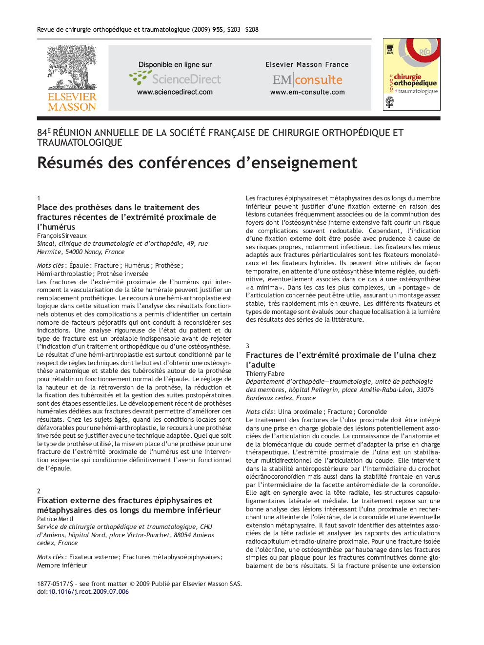 Resumes des conferences d'enseignement