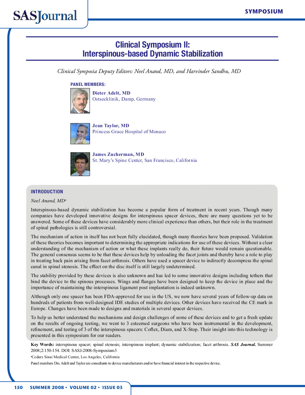 Clinical Symposium II: Interspinous-based Dynamic Stabilization