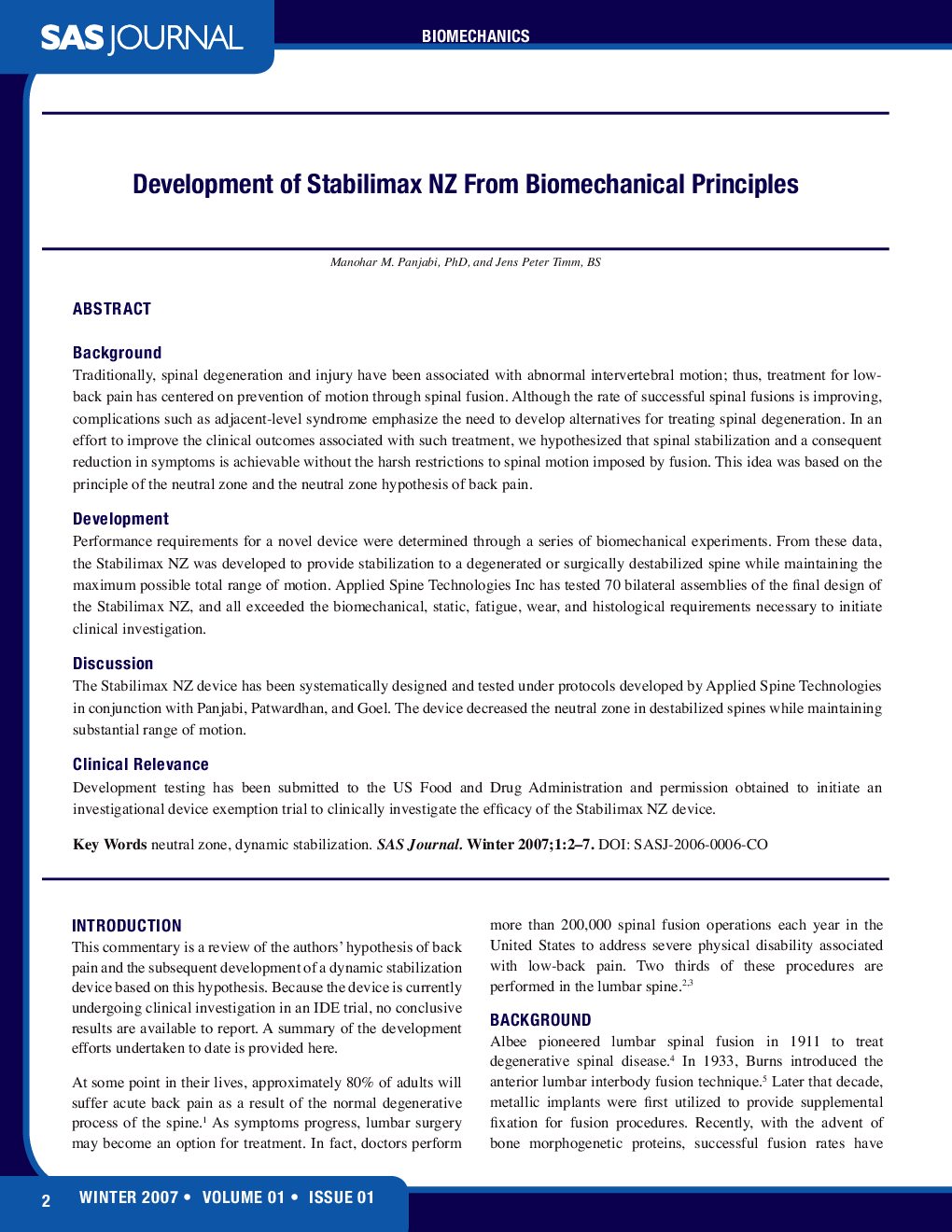 Development of Stabilimax NZ From Biomechanical Principles