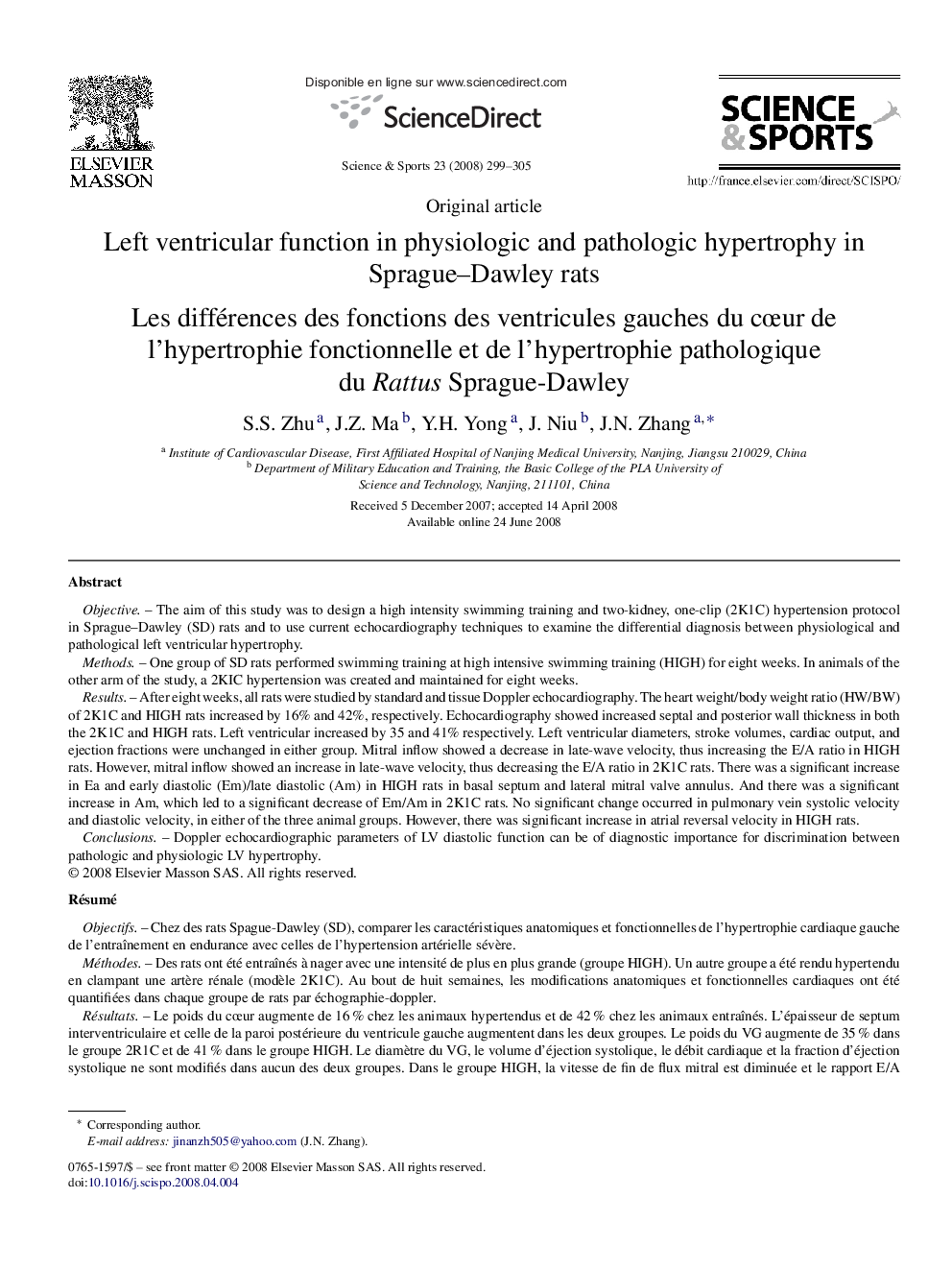 Left ventricular function in physiologic and pathologic hypertrophy in Sprague–Dawley rats