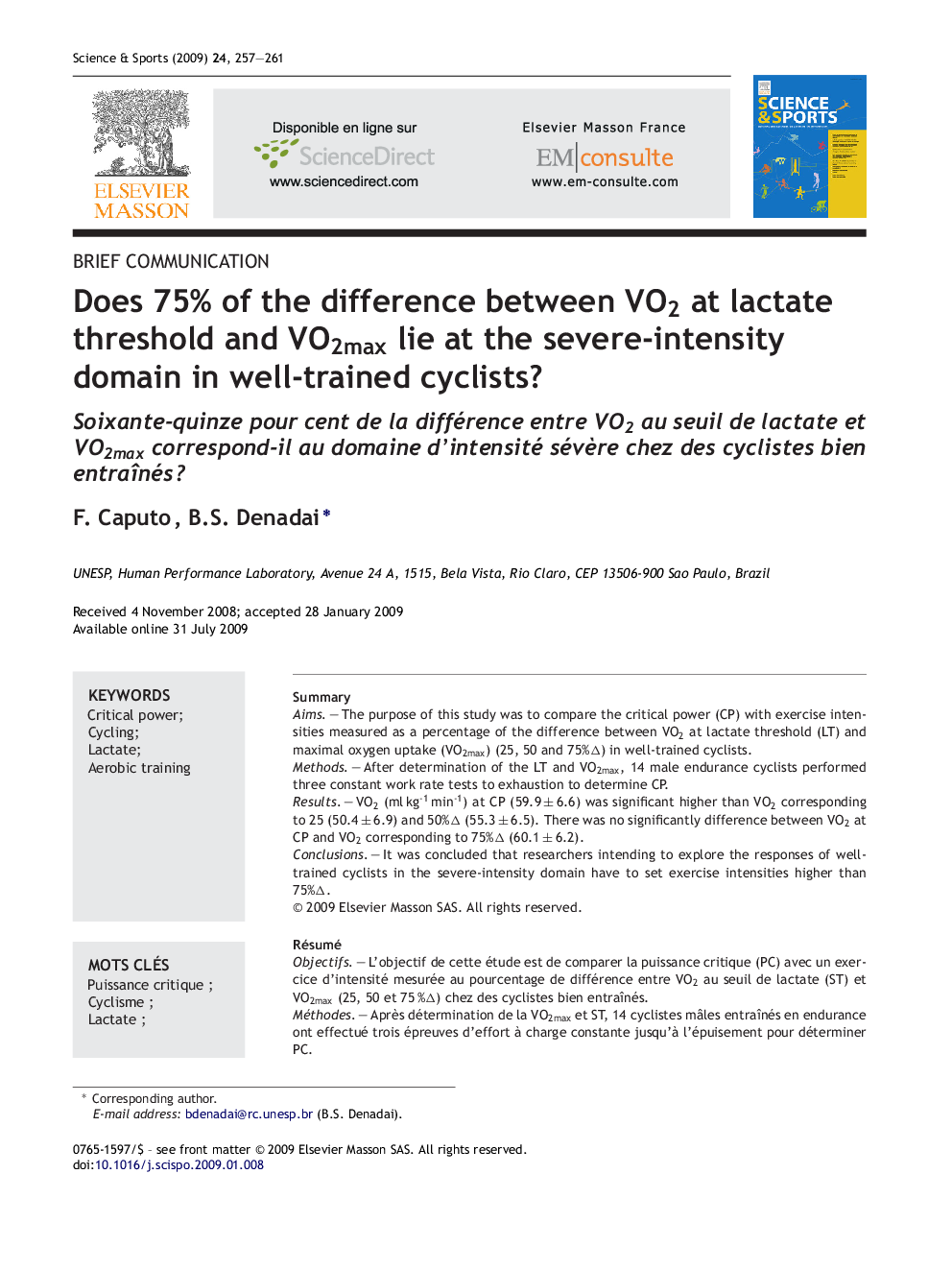 Does 75% of the difference between VO2 at lactate threshold and VO2max lie at the severe-intensity domain in well-trained cyclists?