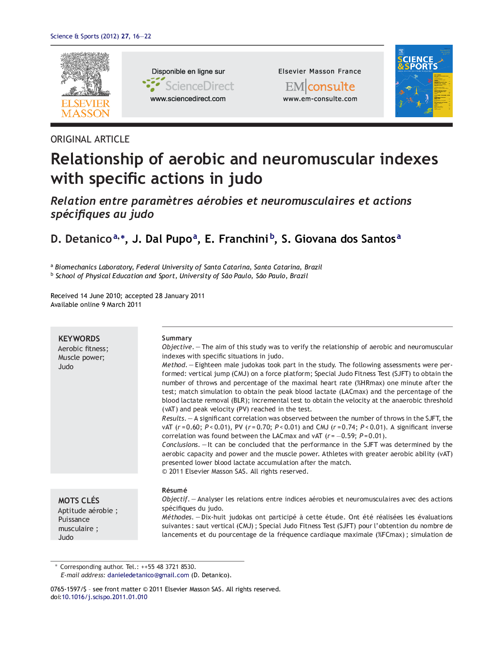 Relationship of aerobic and neuromuscular indexes with specific actions in judo