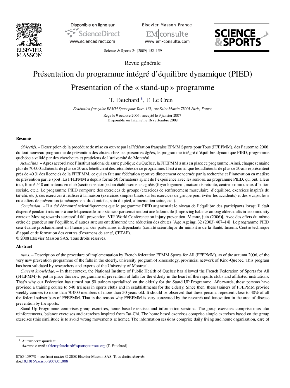 عکس صفحه اول مقاله: Présentation du programme intégré d’équilibre dynamique (PIED) Présentation du programme intégré d’équilibre dynamique (PIED)