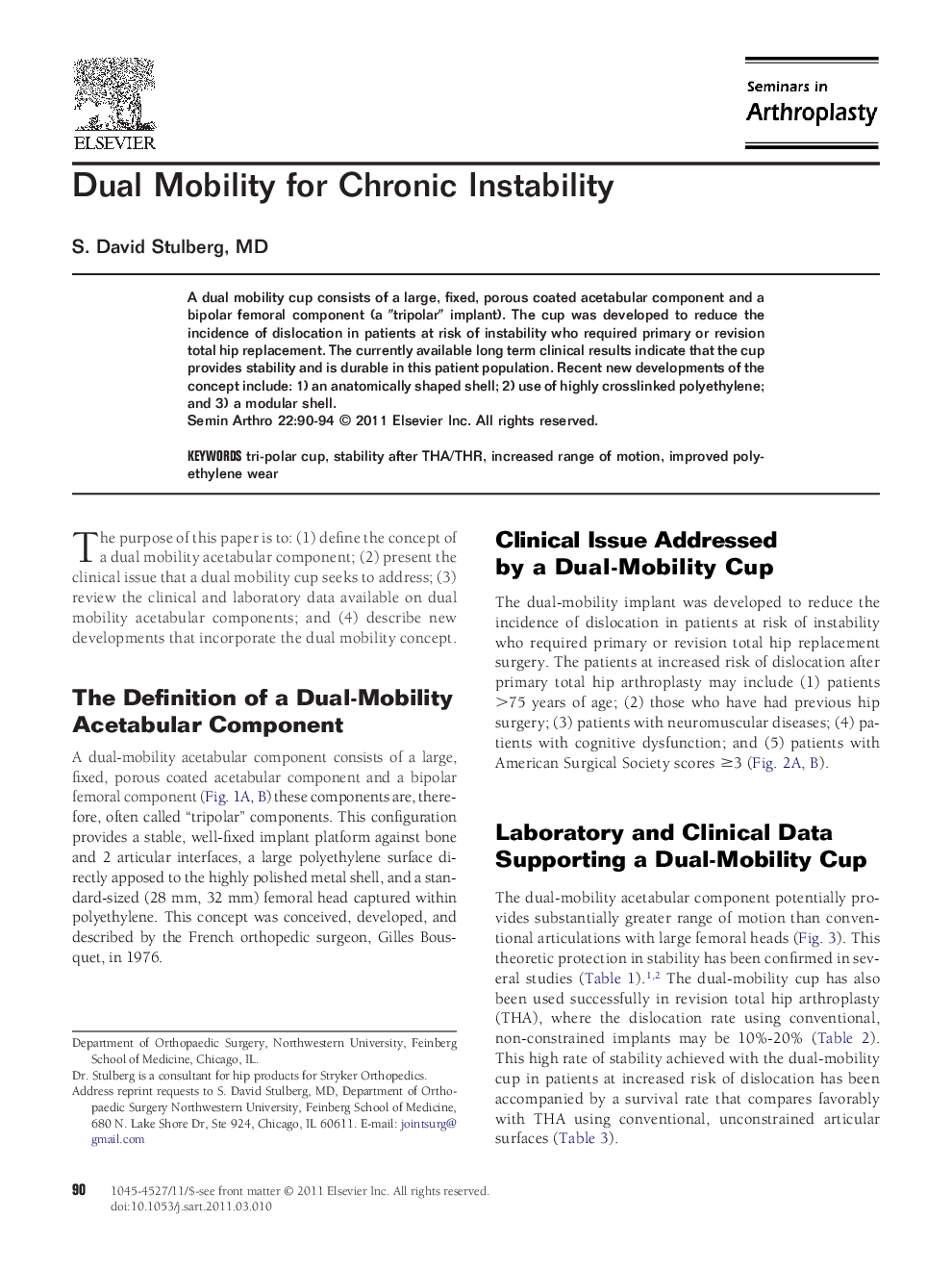 Dual Mobility for Chronic Instability 