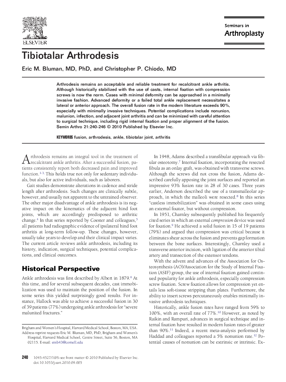 Tibiotalar Arthrodesis