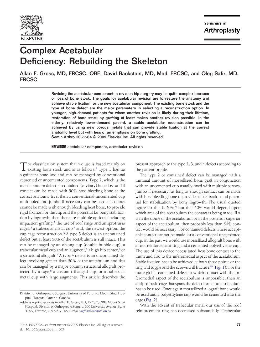 Complex Acetabular Deficiency: Rebuilding the Skeleton