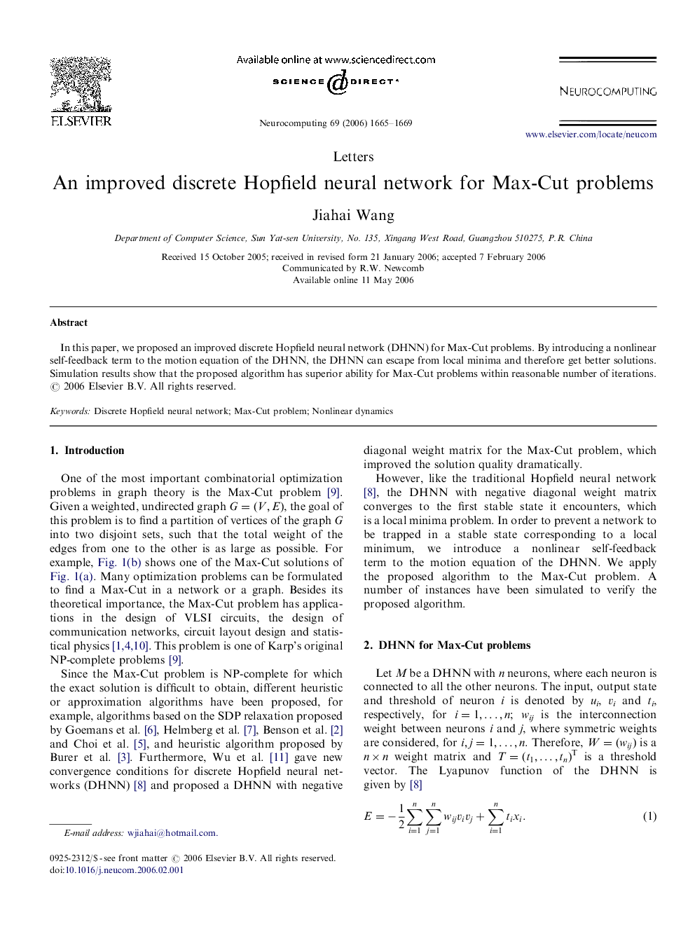 An improved discrete Hopfield neural network for Max-Cut problems