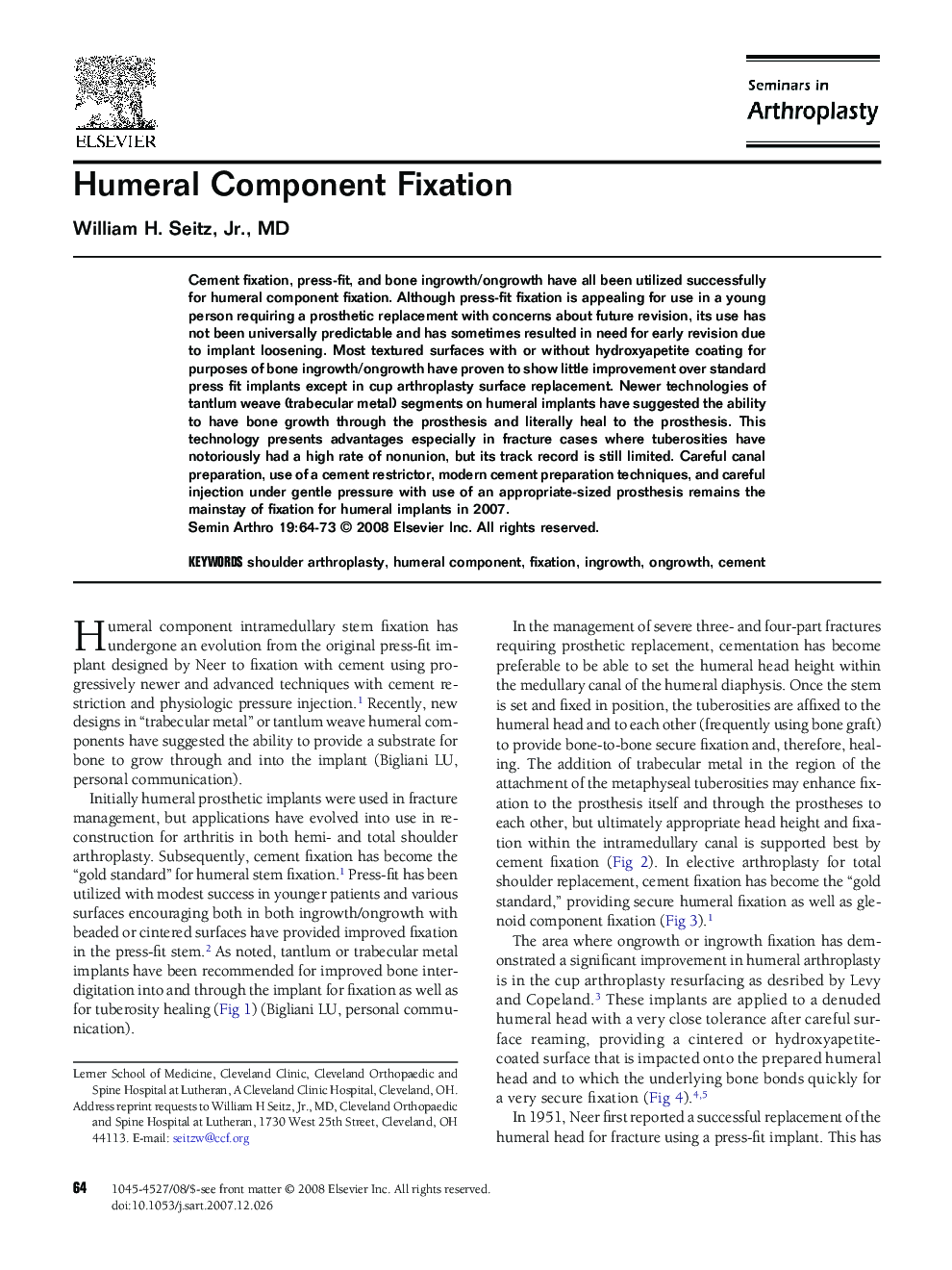 Humeral Component Fixation