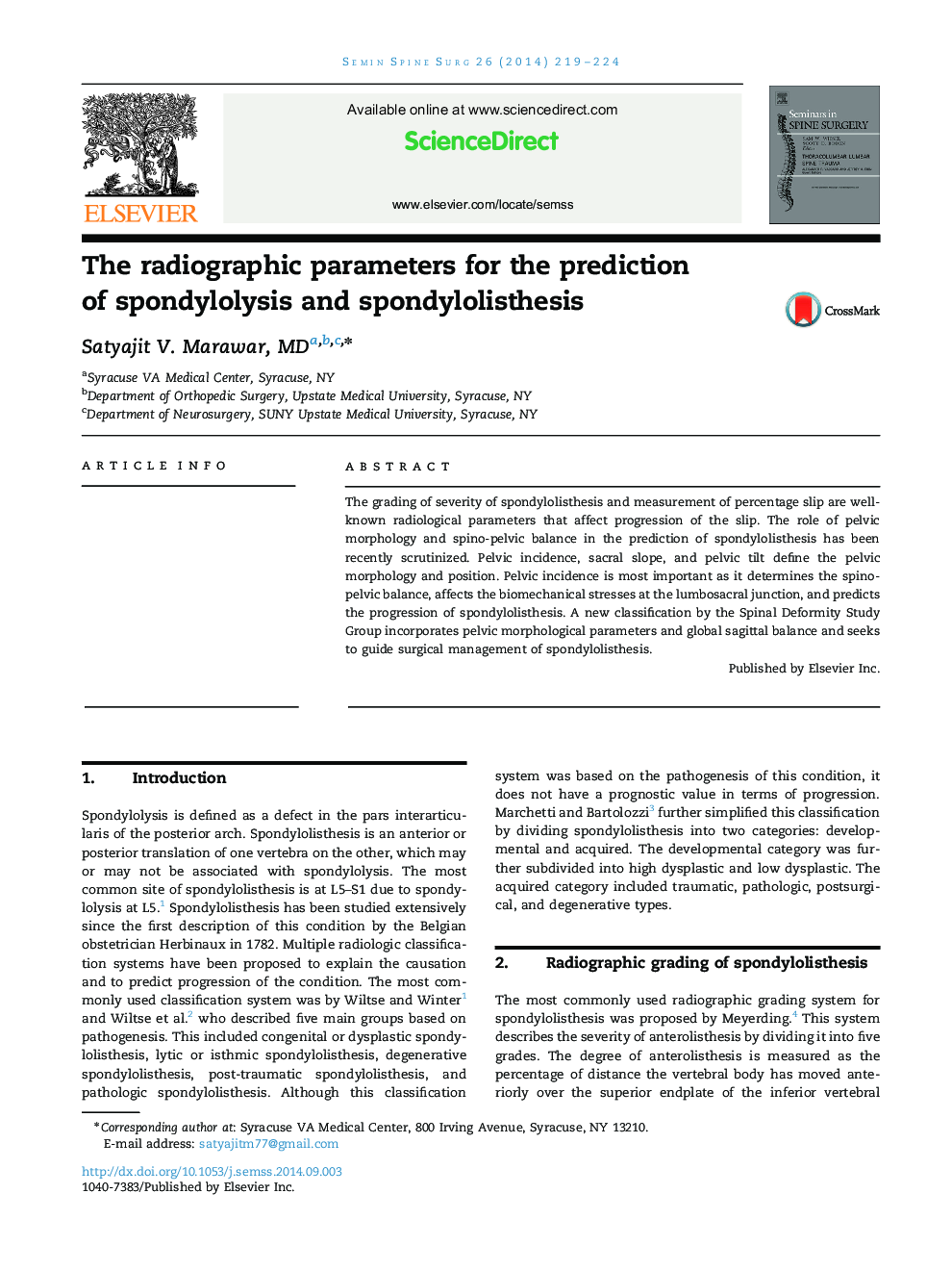 The radiographic parameters for the prediction of spondylolysis and spondylolisthesis