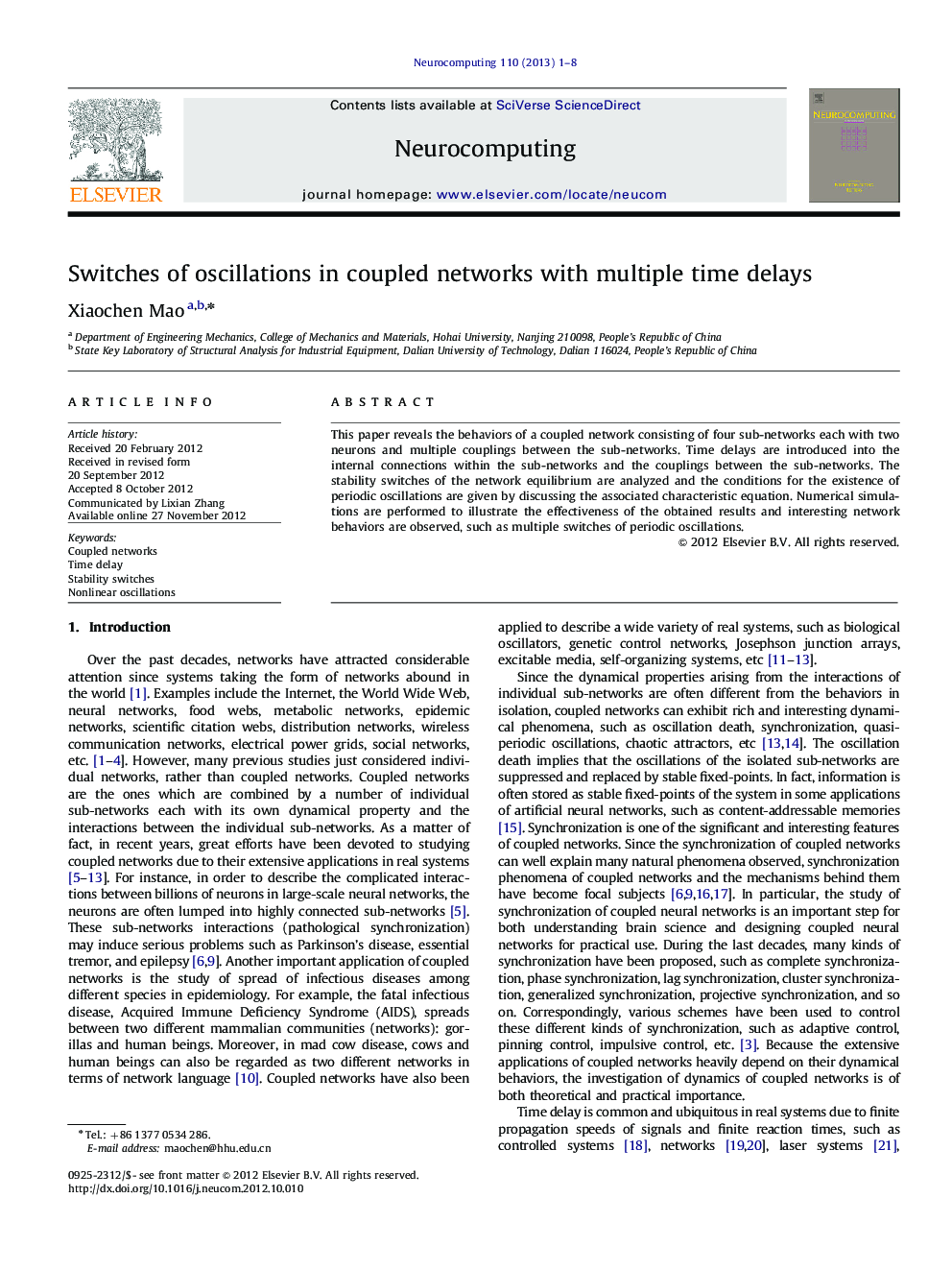 Switches of oscillations in coupled networks with multiple time delays