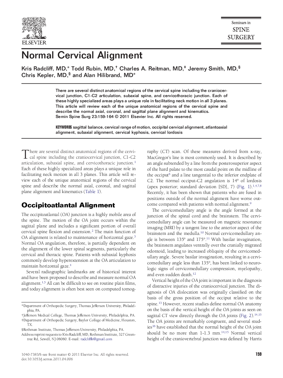 Normal Cervical Alignment