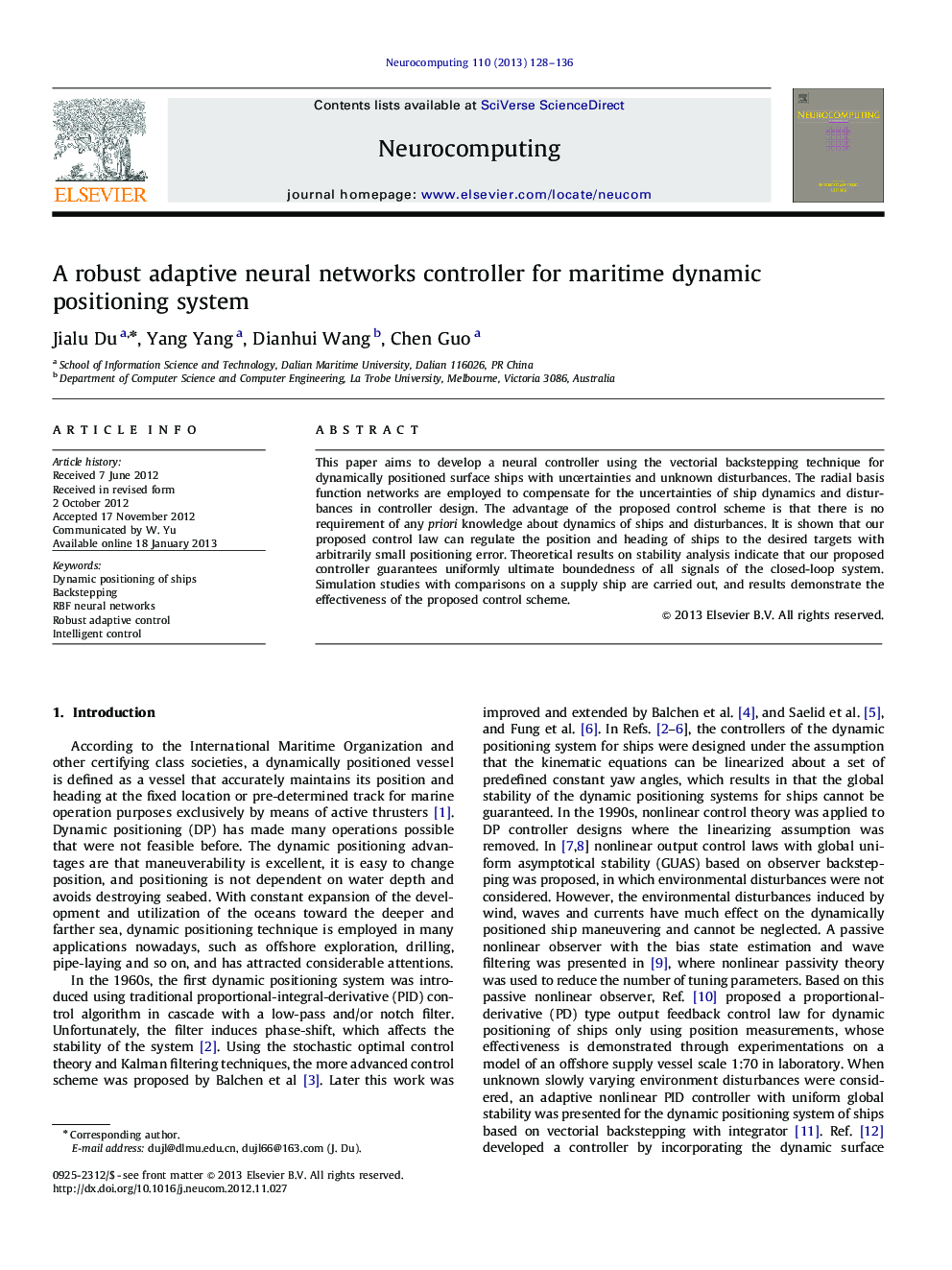 A robust adaptive neural networks controller for maritime dynamic positioning system