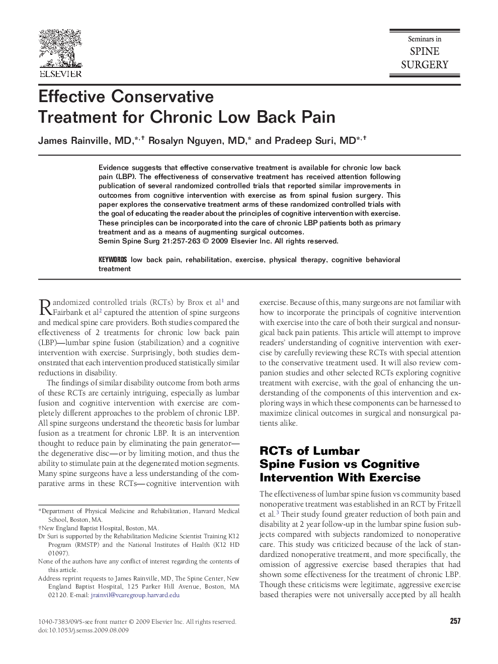 Effective Conservative Treatment for Chronic Low Back Pain 