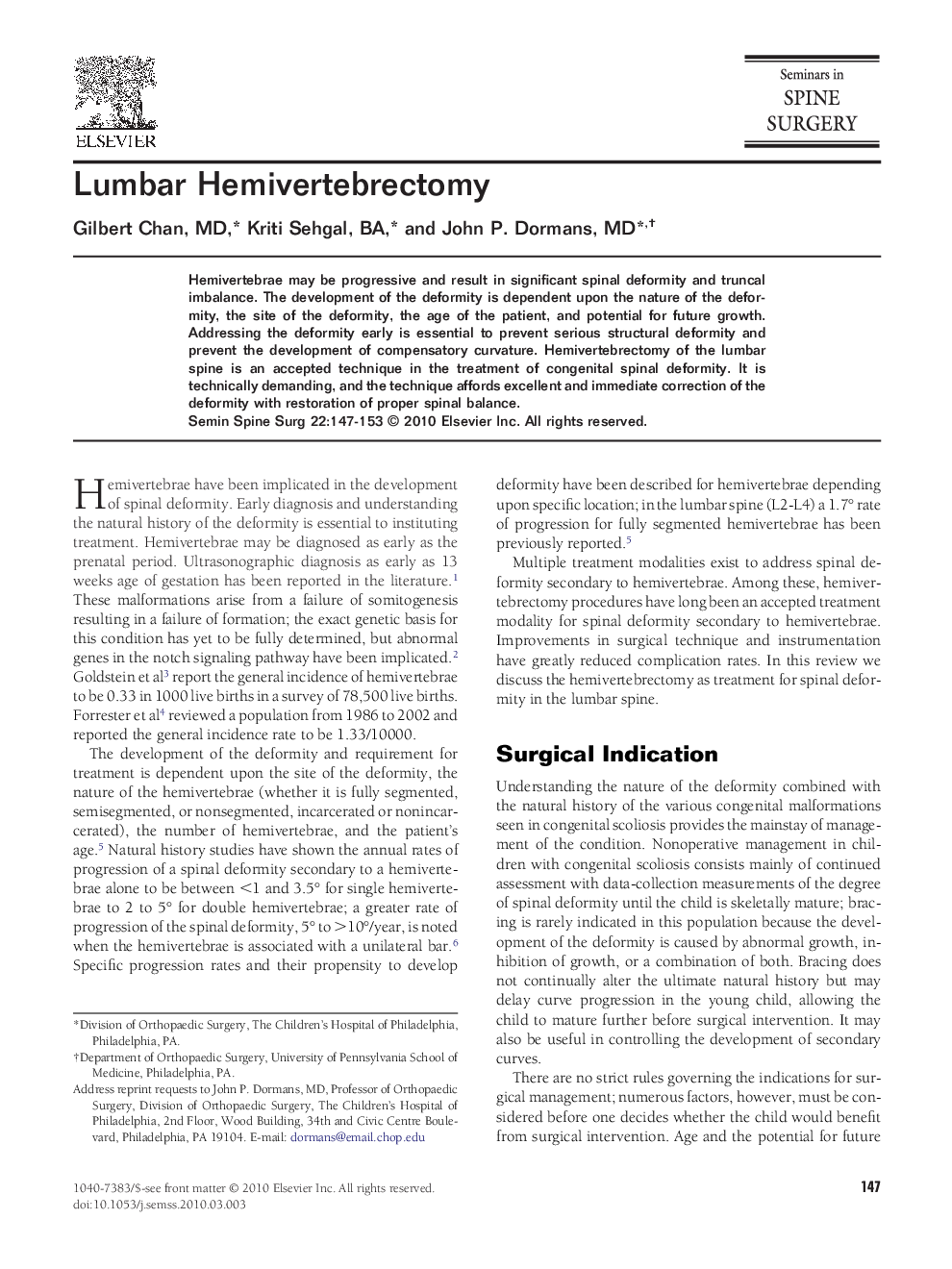 Lumbar Hemivertebrectomy