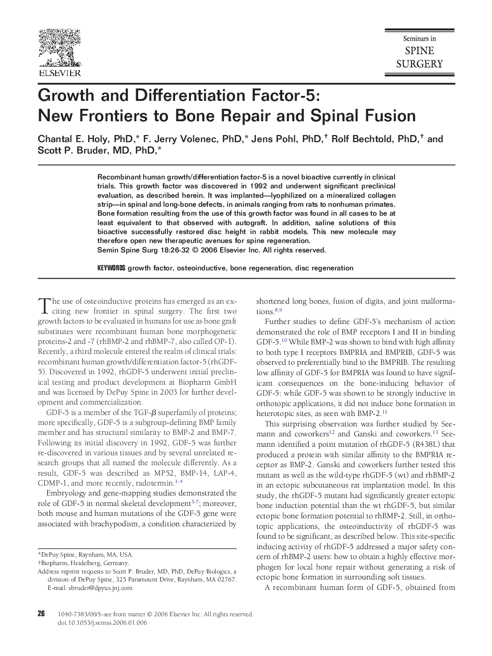 Growth and Differentiation Factor-5: New Frontiers to Bone Repair and Spinal Fusion