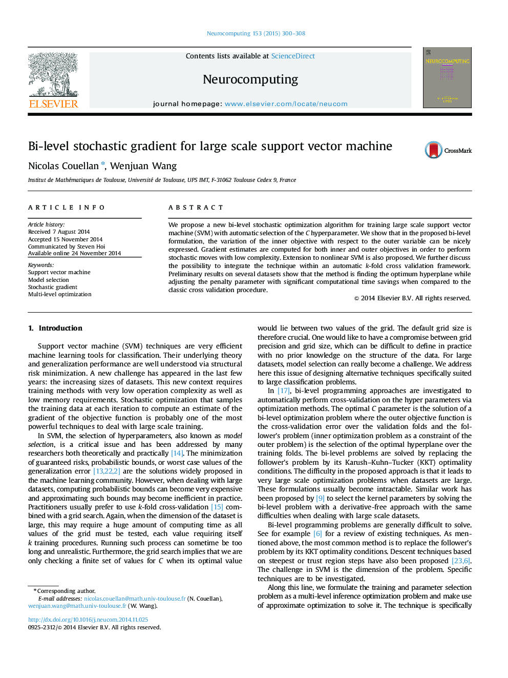 Bi-level stochastic gradient for large scale support vector machine