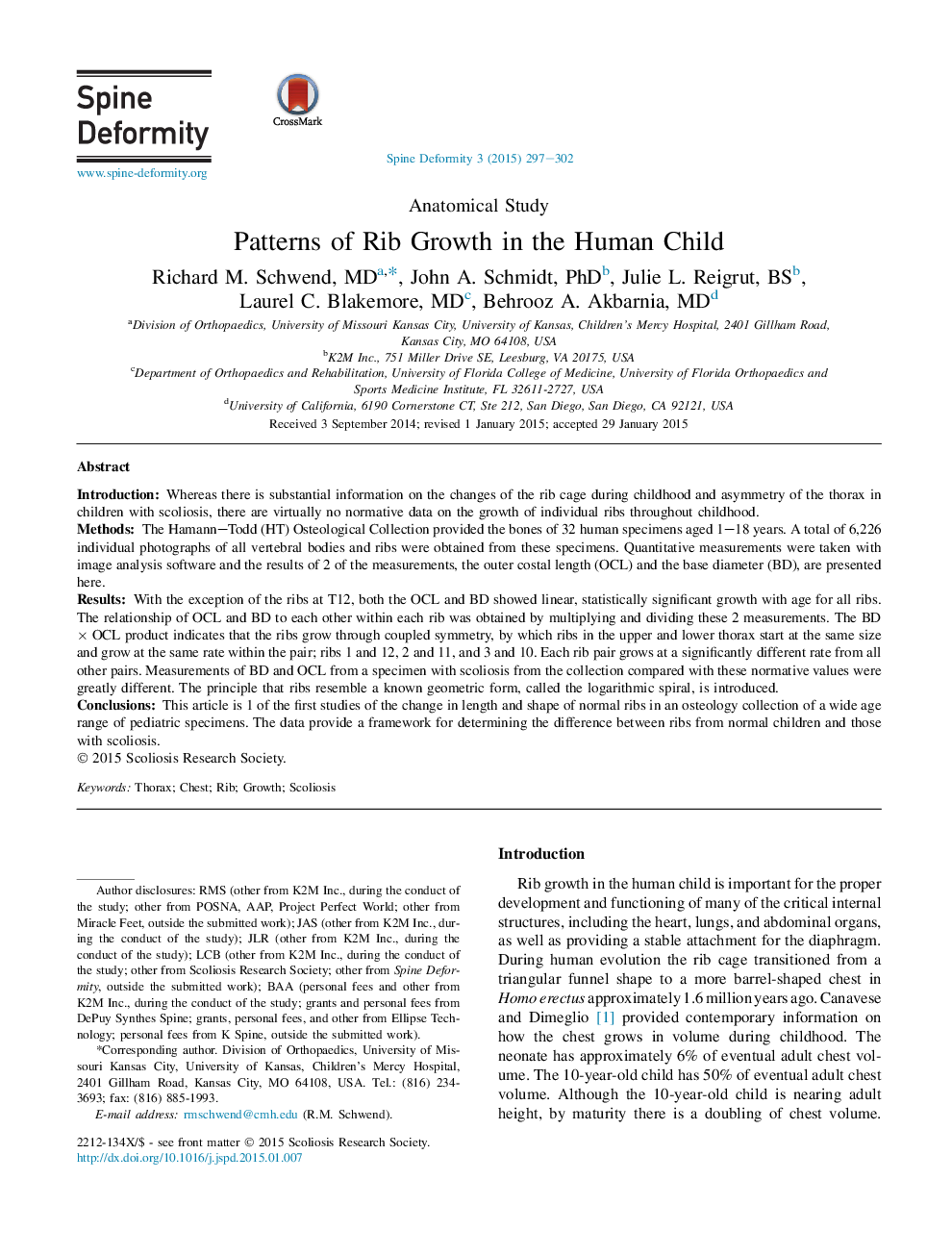 Patterns of Rib Growth in the Human Child 