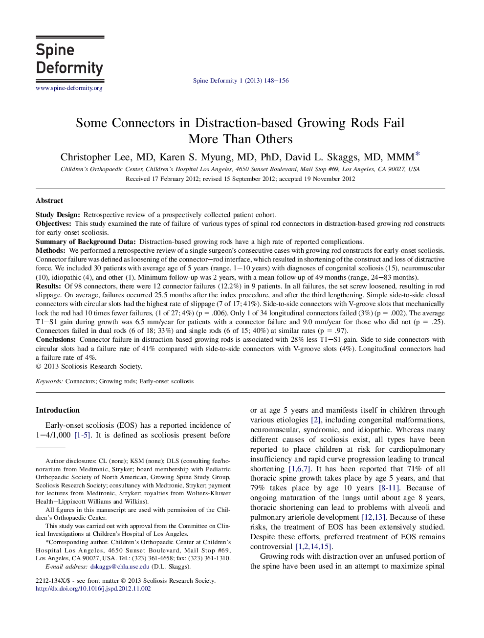 Some Connectors in Distraction-based Growing Rods Fail More Than Others 