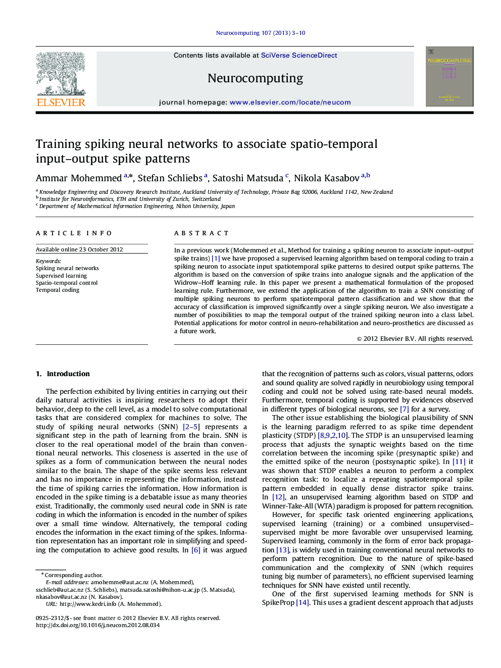 Training spiking neural networks to associate spatio-temporal input–output spike patterns